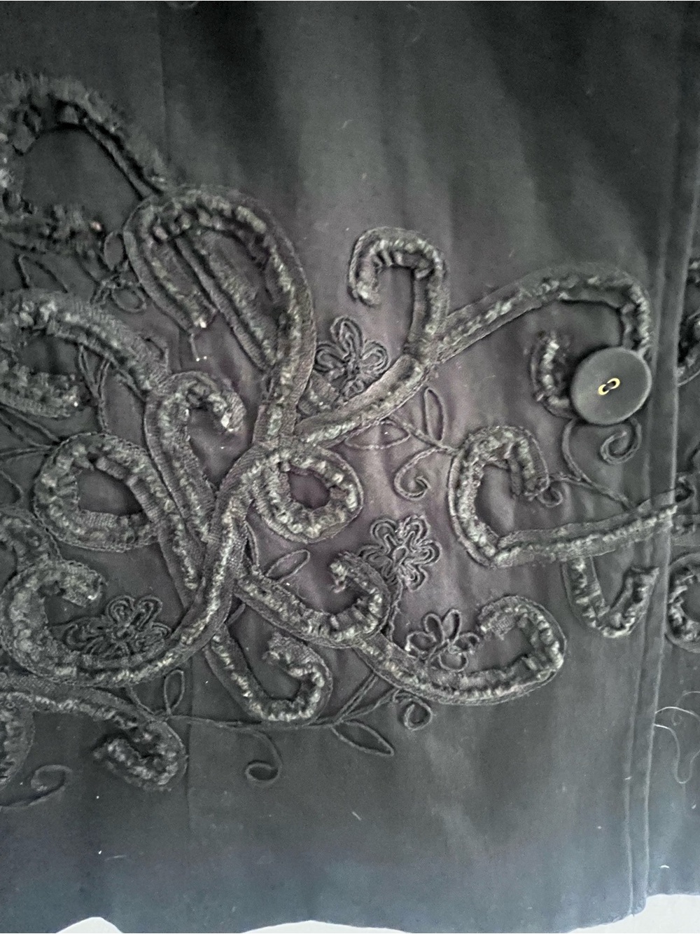 Coldwater Creek Black Soutache Embroidered Crop Jacket Coquette Whimsigoth 10 - Picture 5 of 13